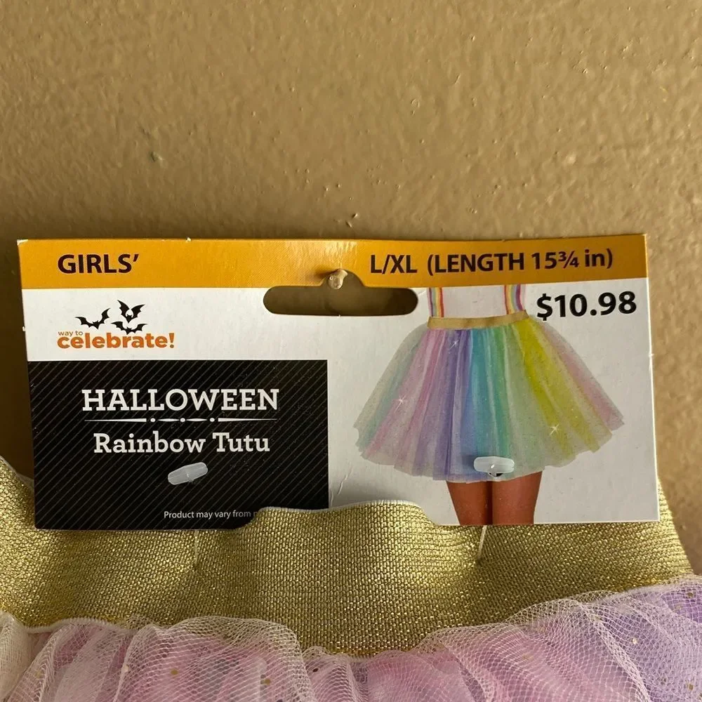 Girls Rainbow Pastel Sparkle Tutu Skirt L/XL Unicorn Princess Dress Up
